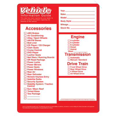 Vehicle Information Sticker